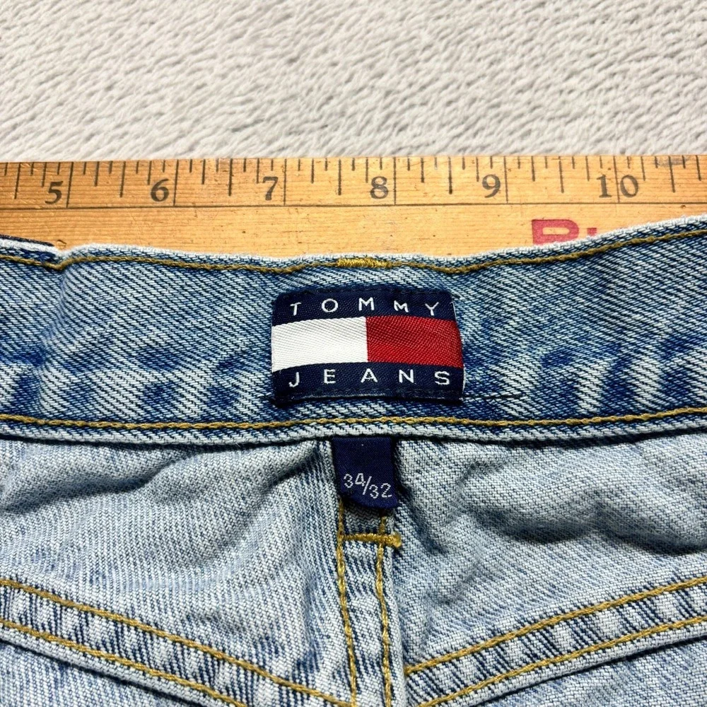 Vintage 90's Tommy Hilfiger Jeans Mens 34x32 Fits 31x30 Denim Big Flag‎ Patch